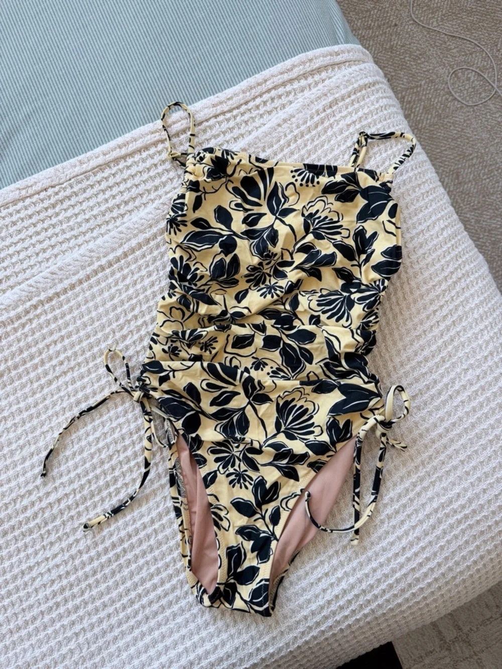 J. Crew Ruched one-piece swimsuit with side ties in sunny floral - Picture 2 of 7